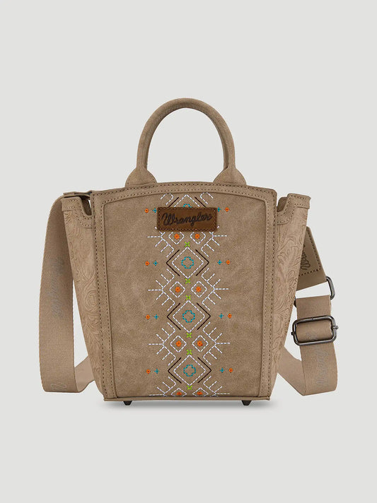 Southwest Cross Body Bucket Bag:Tan:One Size: