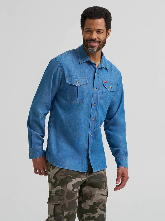 Men's Relaxed Fit Stretch Shirt in Light Blue