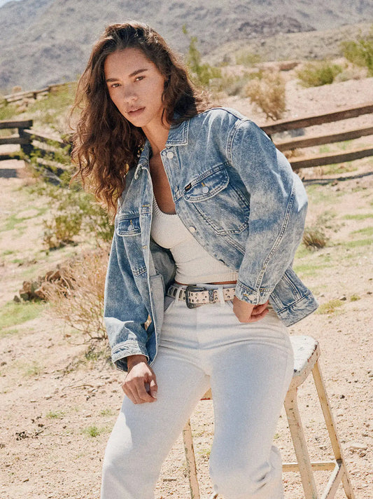 Women's Girlfriend Denim Jacket in Icy Blue