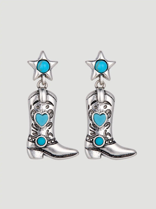 Turquoise Stone Earrings 3 Piece Set:Silver:One Size: