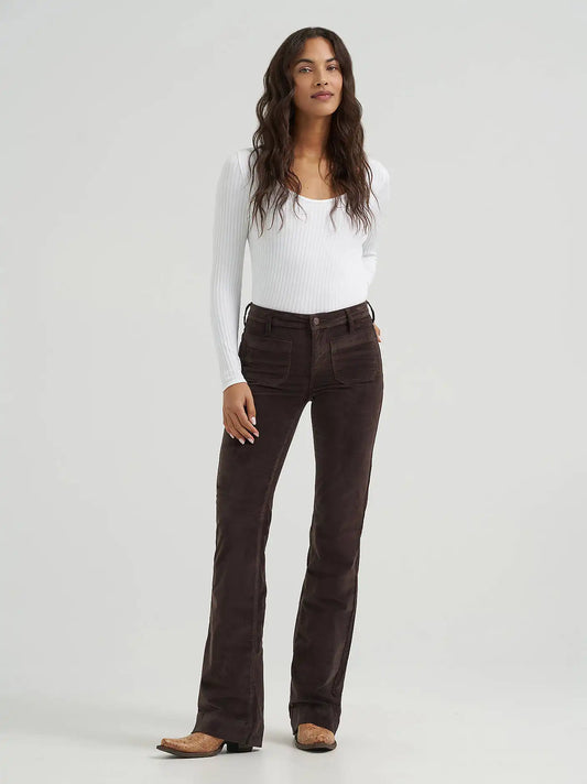 Women's Patch Pocket Velour Jean in Chocolate Torte