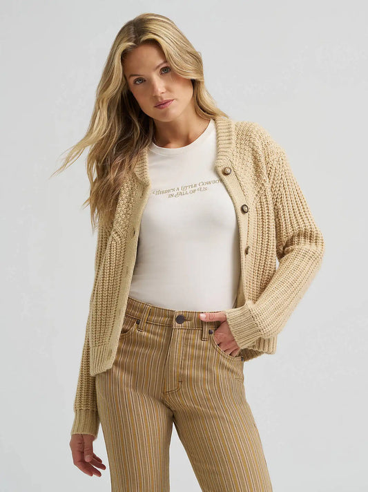 Women's Chunky Knit Cardigan in Pebble