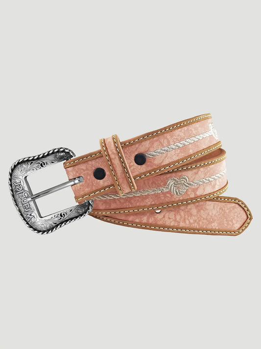 Girl's Heart Rope Stitch Belt in Pink