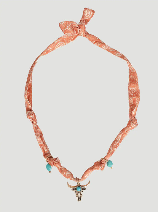 Steerhead Satin Charm Necklace:Gold Brown:One Size