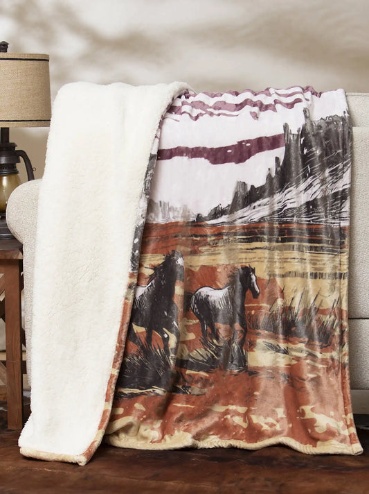 Wrangler Lounge Plush Sherpa Blanket:Multi:One Size