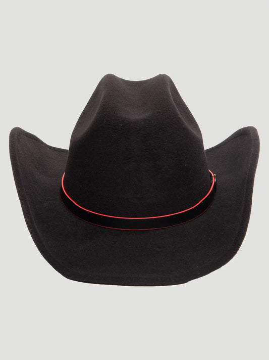 Mens Red Edge Trim Faux Wool Cowboy Hat:Black:One Size