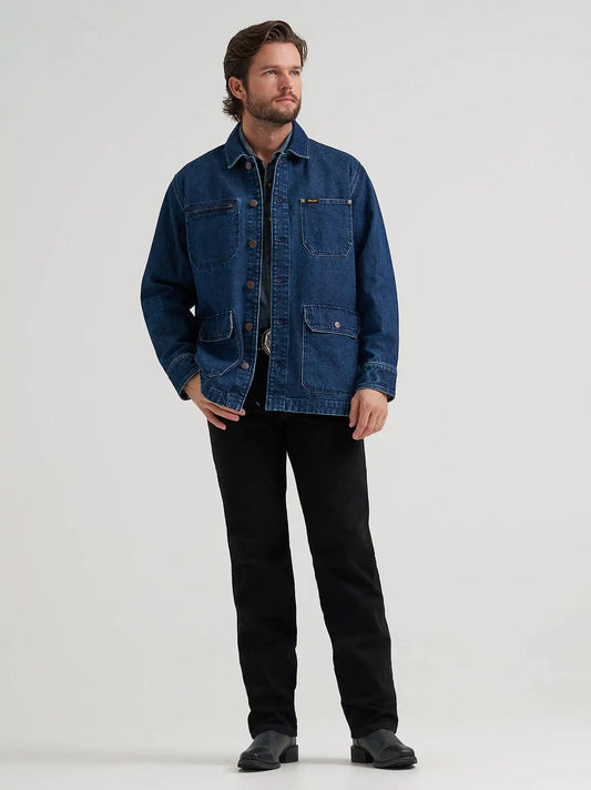 Men's Wrangler Unlined Denim Chore Jacket in Deep Ocean