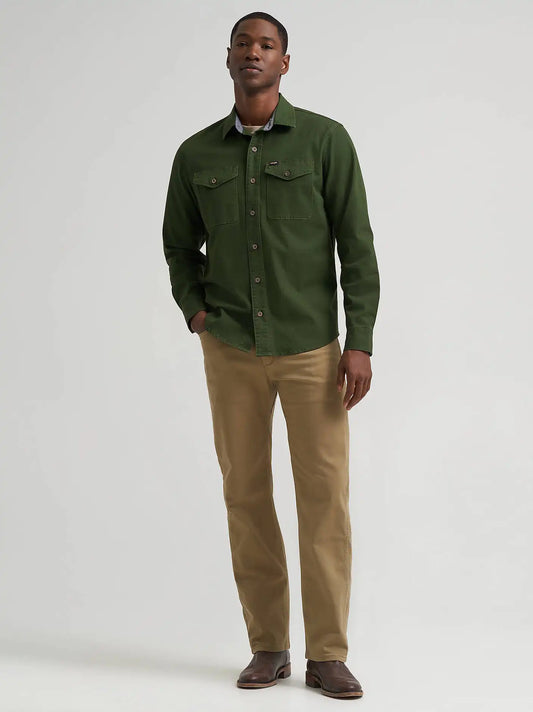 Men's Flannel Plaid Shirt in Kombu Green