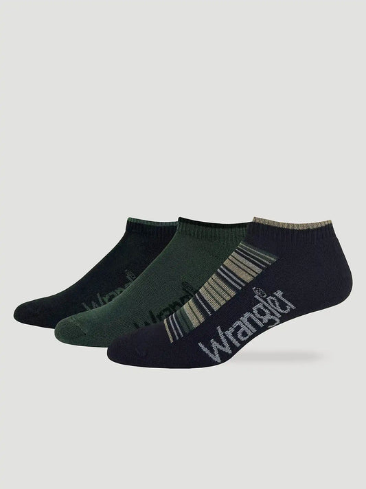 Mens Multi Stripe Low Cut Socks 3 Pack:Black:One Size