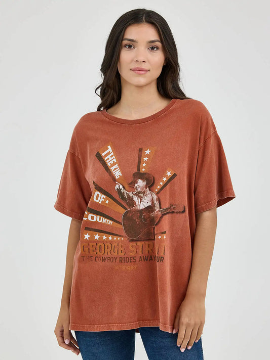 Women's Wrangler Retro® George Strait Oversized Band Tee in Arabian Spice Mineral Wash