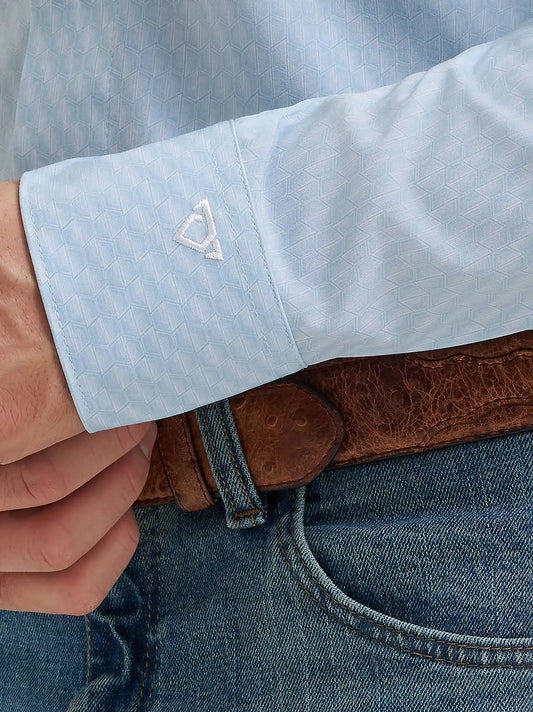 Men's Cody Johnson Performance Button Down Shirt in Aqua Hexagon