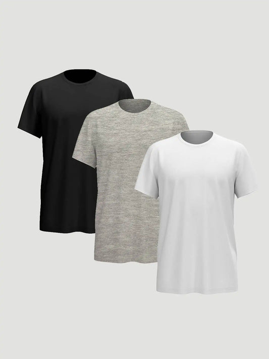 Men's Comfort Stretch Crew T-Shirt (3-Pack) in Black/Light Grey