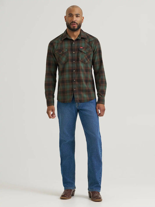 Men's Slim Fit Plaid Shirt in Jungle Green
