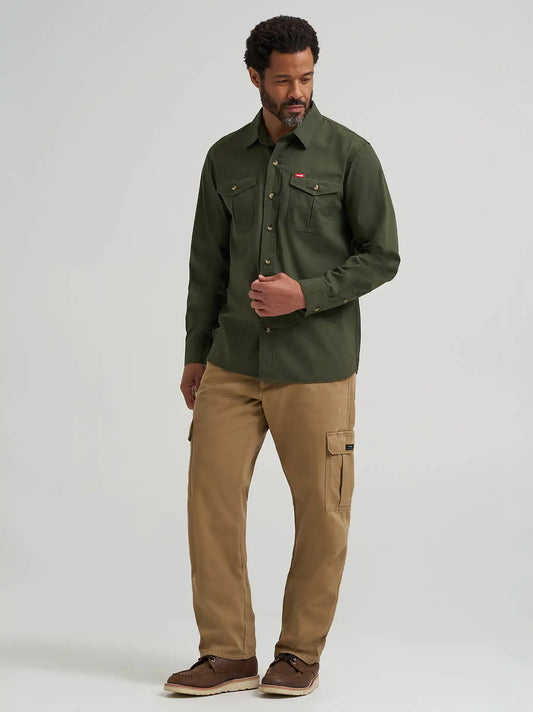 Men's Relaxed Fit Stretch Shirt in Forest Night