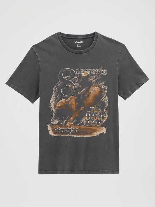 Hard Way Rodeo Graphic T-Shirt in Mineral Wash Black