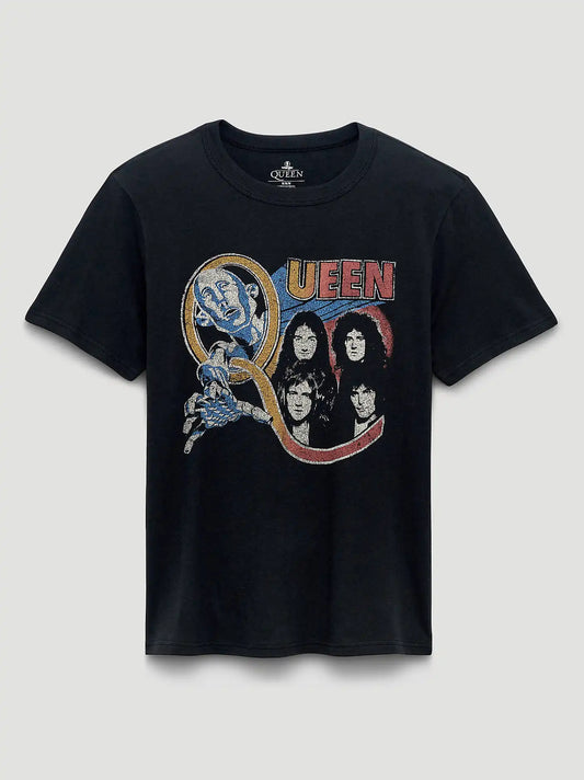 Queen Faces Graphic T-Shirt in Washed Black