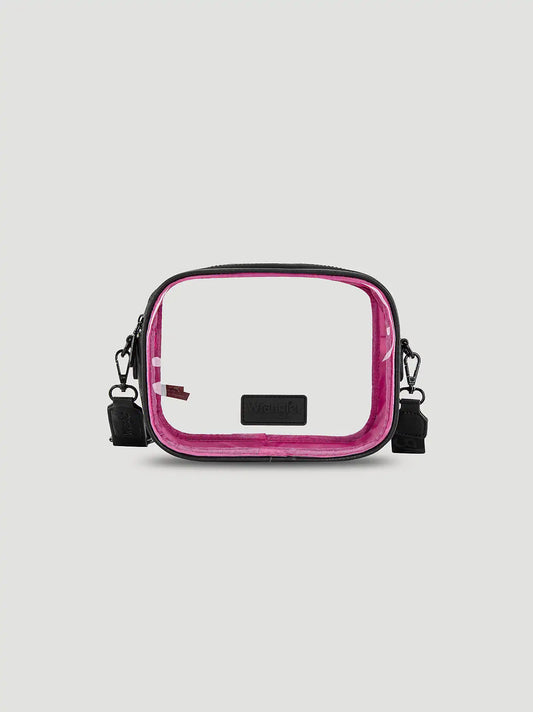 Clear Cross Body Stadium Bag:Black/Pink:One Size