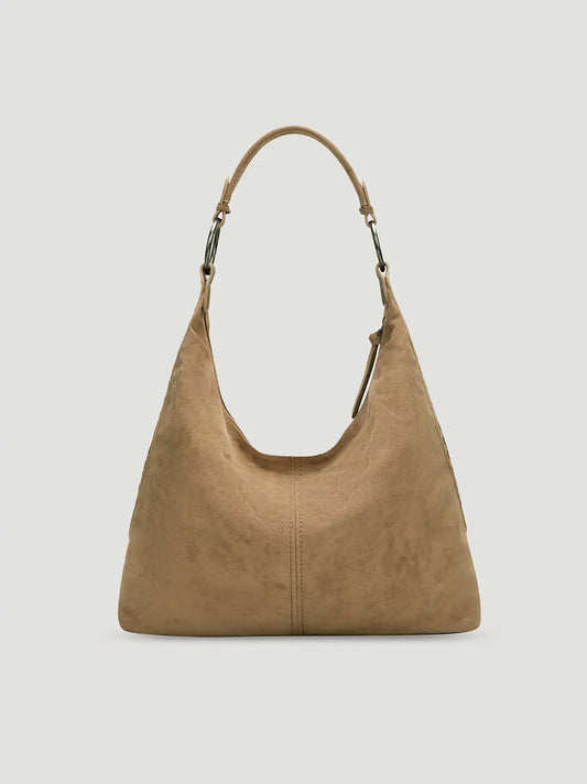 Suede Boho Bag with Cosmetic Case:Khaki:One Size