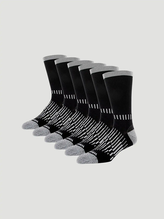 Wrangler RIGGS Workwear Tough Flex Crew Sock 6 Pack:Black:One Size