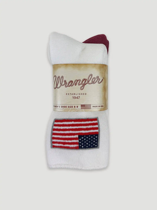 Womens Flag Roll Top Micro Crew Socks 2 Pack:White/Red:One Size