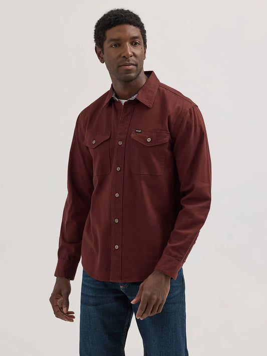 Men's Wrangler® Epic Soft™ Stretch Twill Shirt in Bitter Chocolate