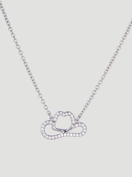 Cowgirl Hat Pendant Necklace:Silver:One Size: