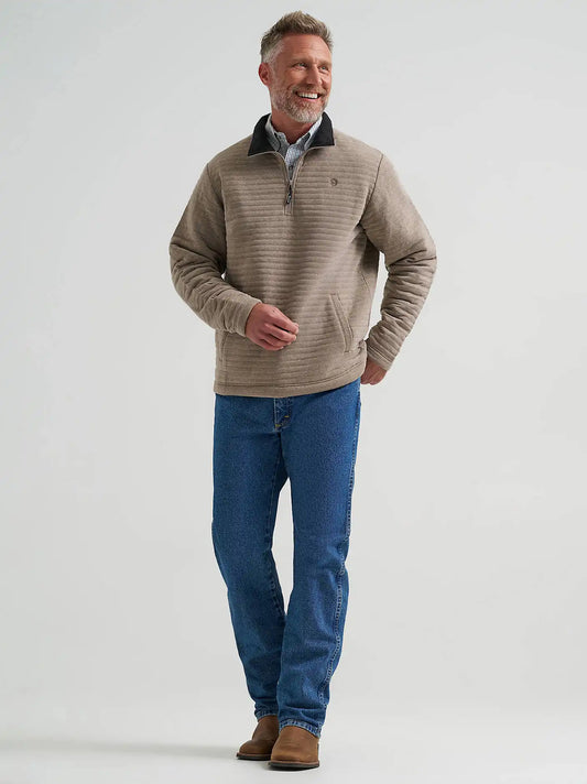 Men's George Strait Quarter-Zip Quilted Pullover in Toast