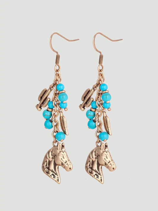 Turquoise Stone Earrings 3 Piece Set:Gold:One Size: