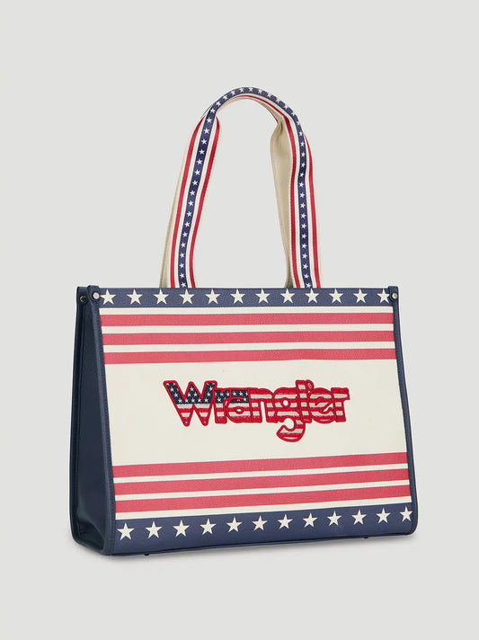 Americana Wrangler Logo Tote:Navy:One Size: