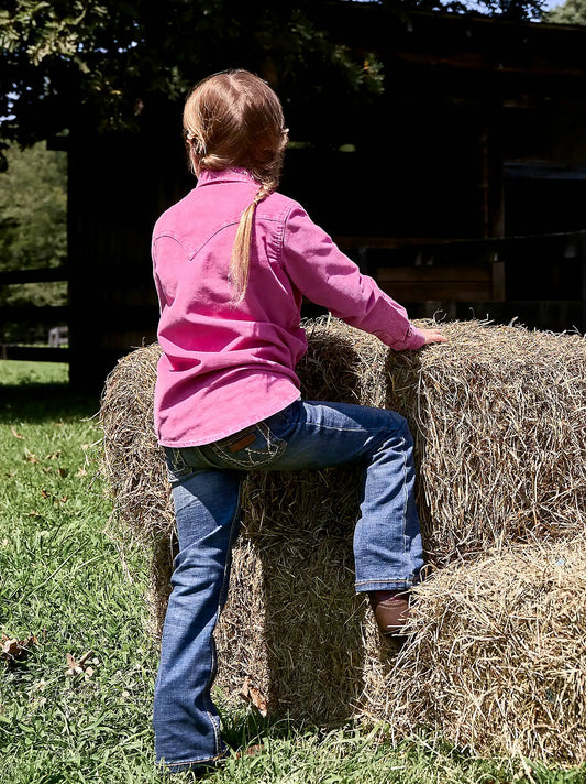 Girl's Wrangler® Premium Patch® Jean (4-14) in Medium Blue