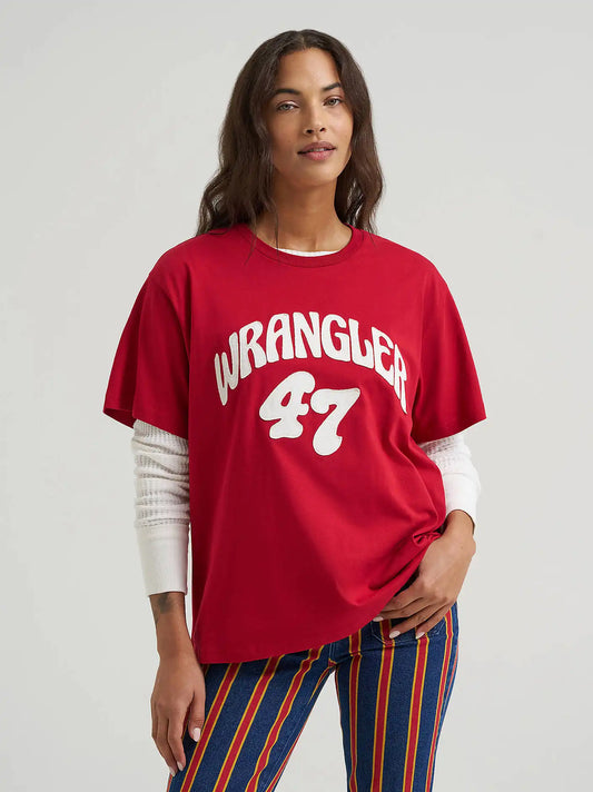 Bubble Wrangler Girlfriend Graphic Tee in Chili Pepper