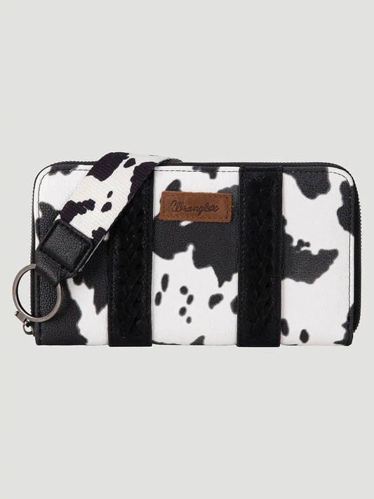 Cow Print Billfold Wallet:Black:One Size