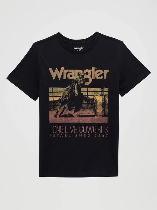 Wrangler Fearless Cowgirl Reg Fit Graphic Tee in Black