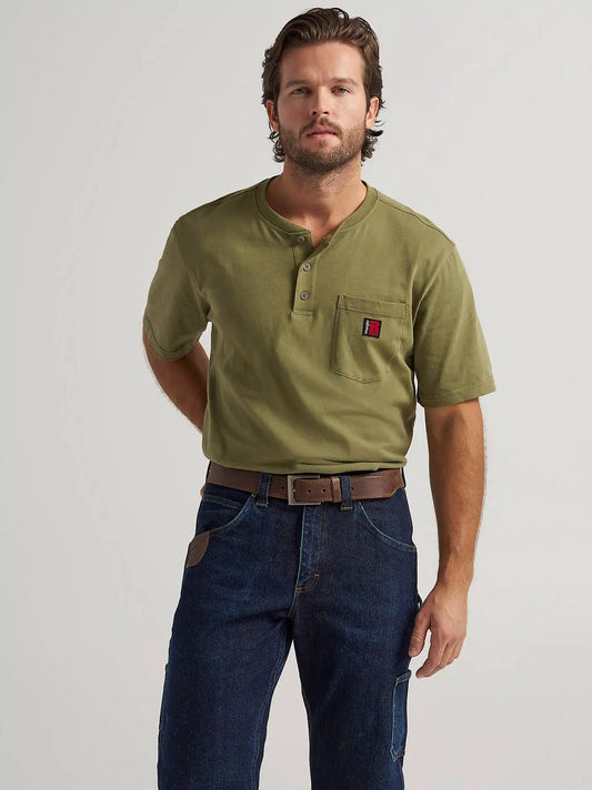 Wrangler RIGGS Workwear® Short Sleeve Relaxed Henley in Green