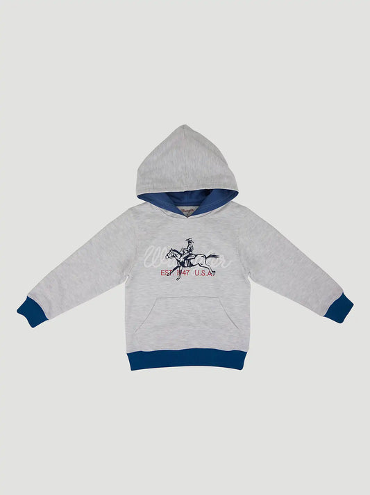 Wrangler Boy's Graphic Hoodie in Cowboy Grey