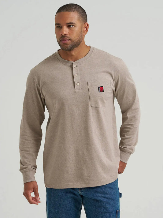 Wrangler RIGGS Workwear® Relaxed Henley in Oatmeal Heather