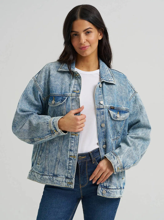 Women's Girlfriend Denim Jacket in Icy Blue