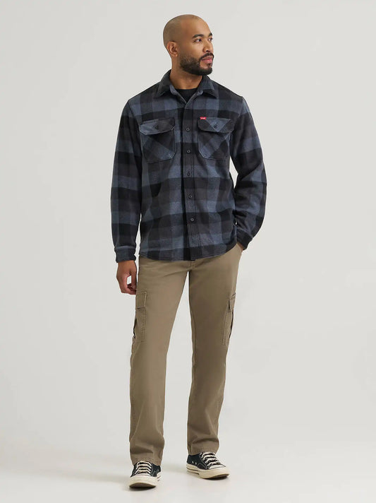 Men's Fleece Button Down Shirt in Phantom Black