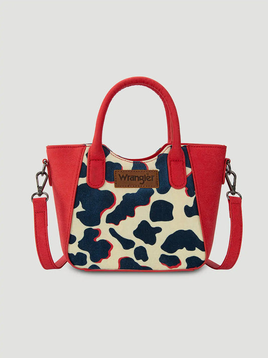 Colorblock Cow Print Small Cross Body:Red:One Size