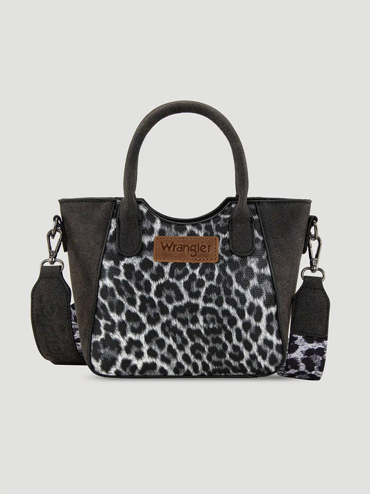 Animal Print Leather Trim Tote:Black:One Size
