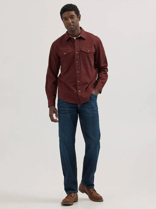 Men's Wrangler® Epic Soft™ Stretch Twill Shirt in Bitter Chocolate