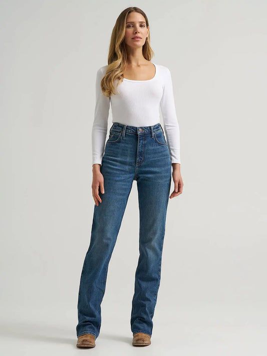 Women's High Rise Rodeo Bootcut Wrangler Riding Jean in Emmy