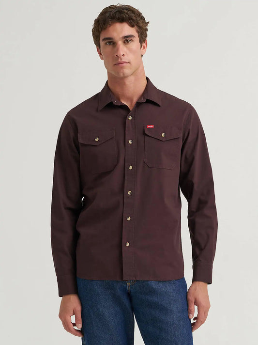 Men's Relaxed Fit Stretch Shirt in Chocolate Plum