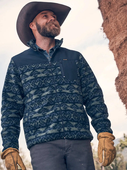 Men's Hay Away Sherpa Zip Front Ripstop Yoke Jacket in Dark Forest