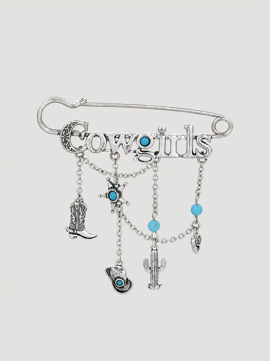 Cowgirls Charm Pin:Silver:One Size