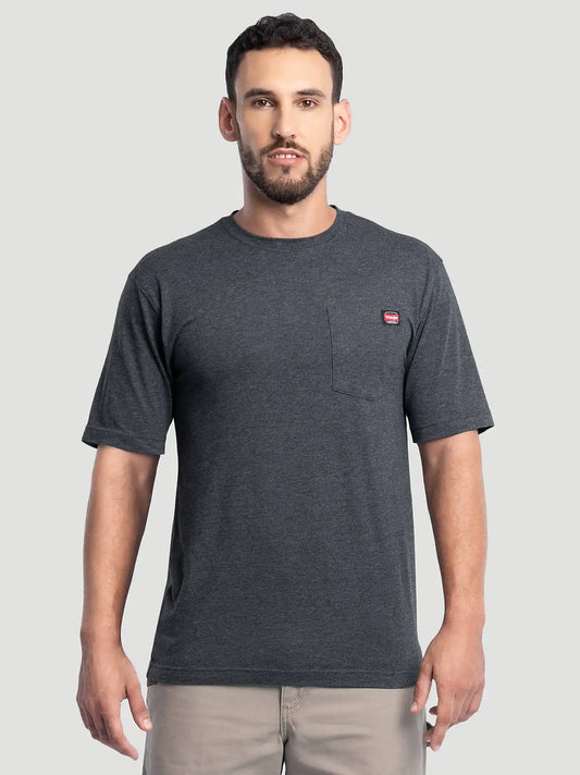Men's Workwear Heather Pocket T-Shirt in Black