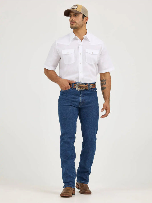 Men's Wrangler® Short Sleeve Solid Western Snap Sport Shirt in White