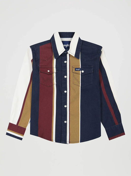 Boy's Brushpopper Western Snap Shirt in Midnight Oak