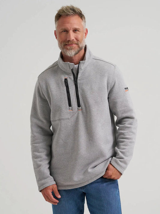 Wrangler® FR Flame Resistant Quarter Zip Pullover in Grey Heather