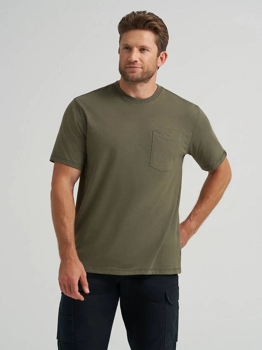 Wrangler® RIGGS Workwear® Short Sleeve 1 Pocket Performance T-Shirt in Hazel Green